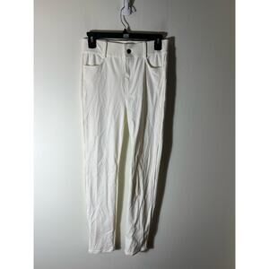 Women's White Skinny Jeans with leather piping